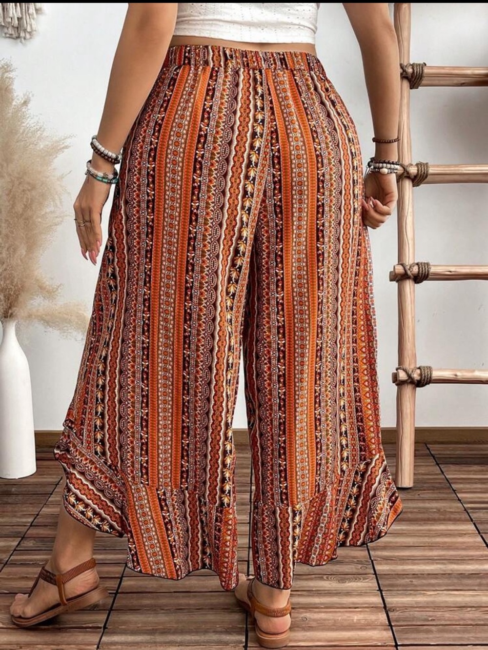 Bohemian Ruffled Wrap Pants - Picture 4 of 7